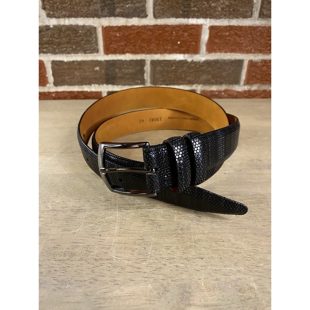 Lejon Italian‎ Leather Belt Black Mens 42 Made In USA